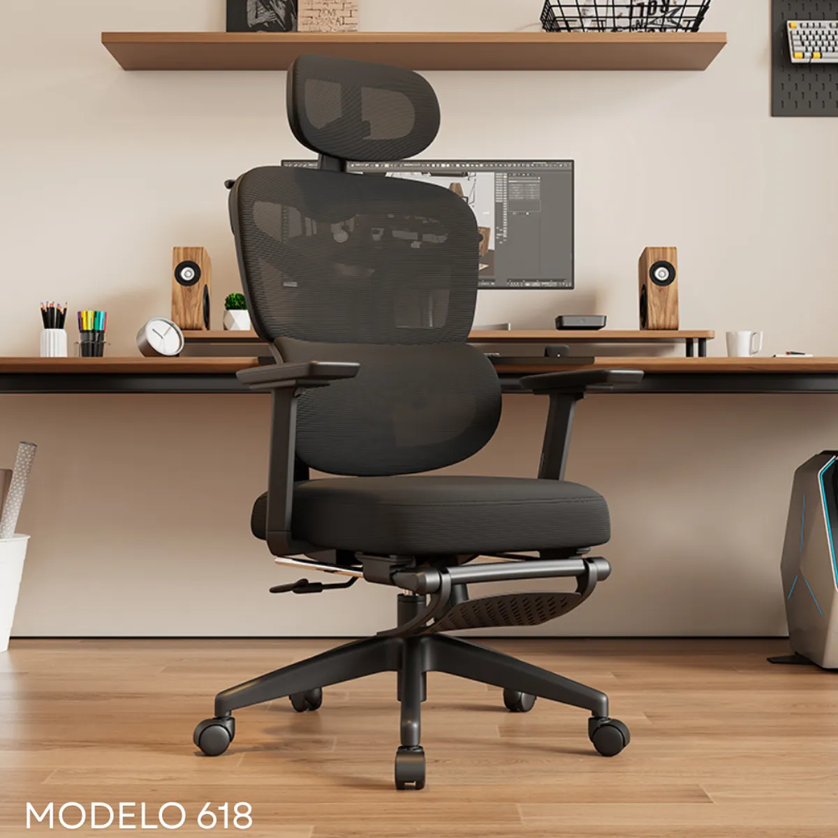 RAZER - Silla Ejecutiva Gerencial Razer mod. 618 con asiento acolchado color negro