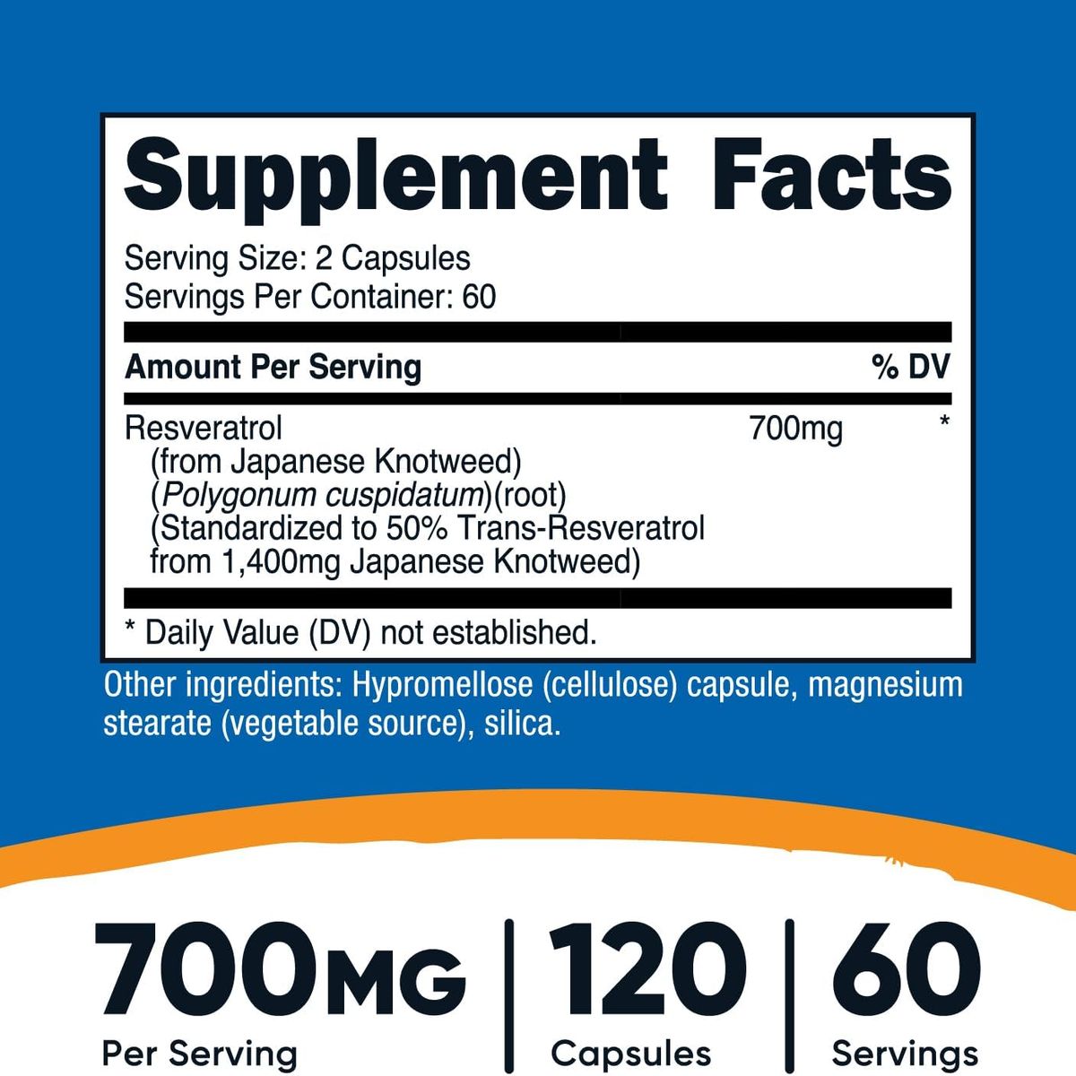 NUTRICOST - Resveratrol 700 mg Nutricost 120 cápsulas