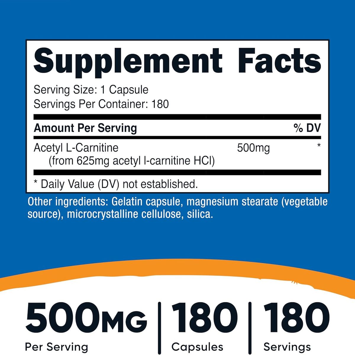 NUTRICOST - Acetyl L Carnitine Acetil Carnitina 180 Capsulas