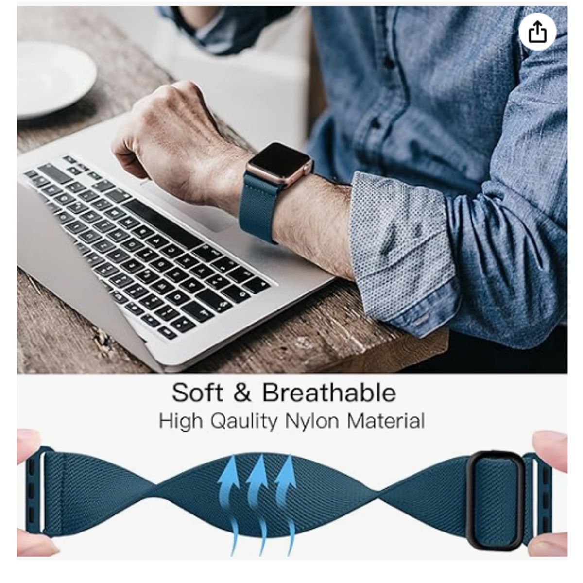 GENERICO - Correa Nylon Clásica para Apple Watch 49mm - Azul