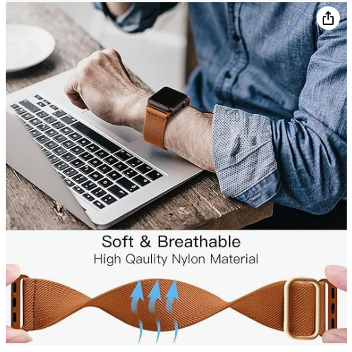 GENERICO - Correa Nylon Clásica para Apple Watch 40mm - Caramelo
