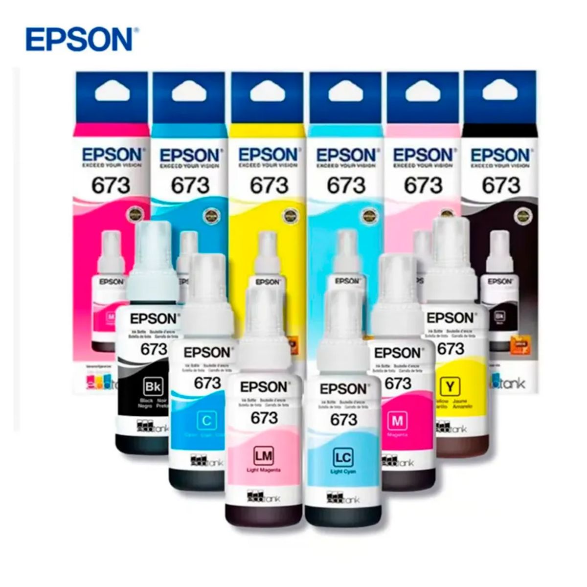 EPSON - Kit de Botellas Tinta Epson T673 Negro y Colores Original