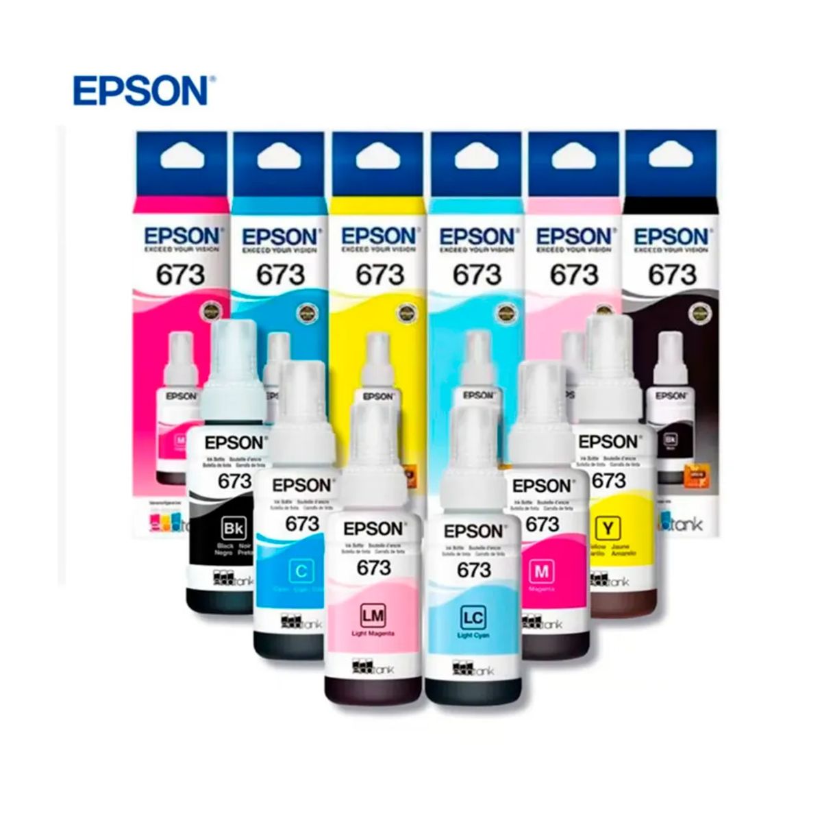 EPSON - Kit de Botellas Tinta Epson T673 Negro y Colores Original