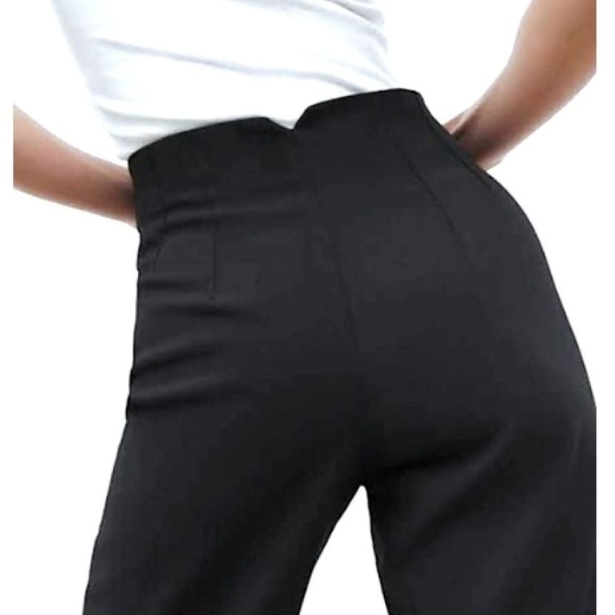 GENERICO - PANTALON DE VESTIR TIRO ALTO CON PINZAS COLOR NEGRO