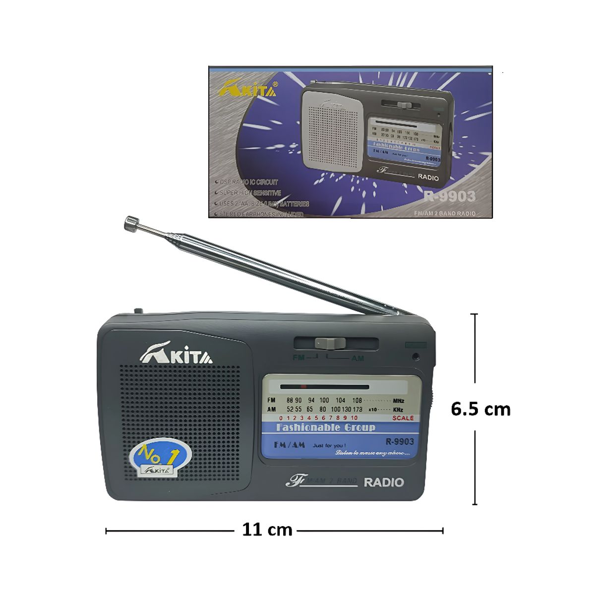 AKITA - Radio Portátil  A Pilas AM/FM  AKITA  AK-R9903