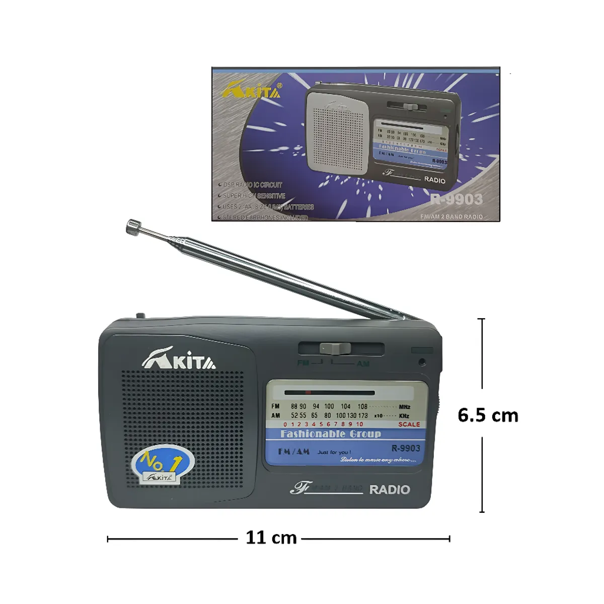 AKITA - Radio Portátil  A Pilas AM/FM  AKITA  AK-R9903