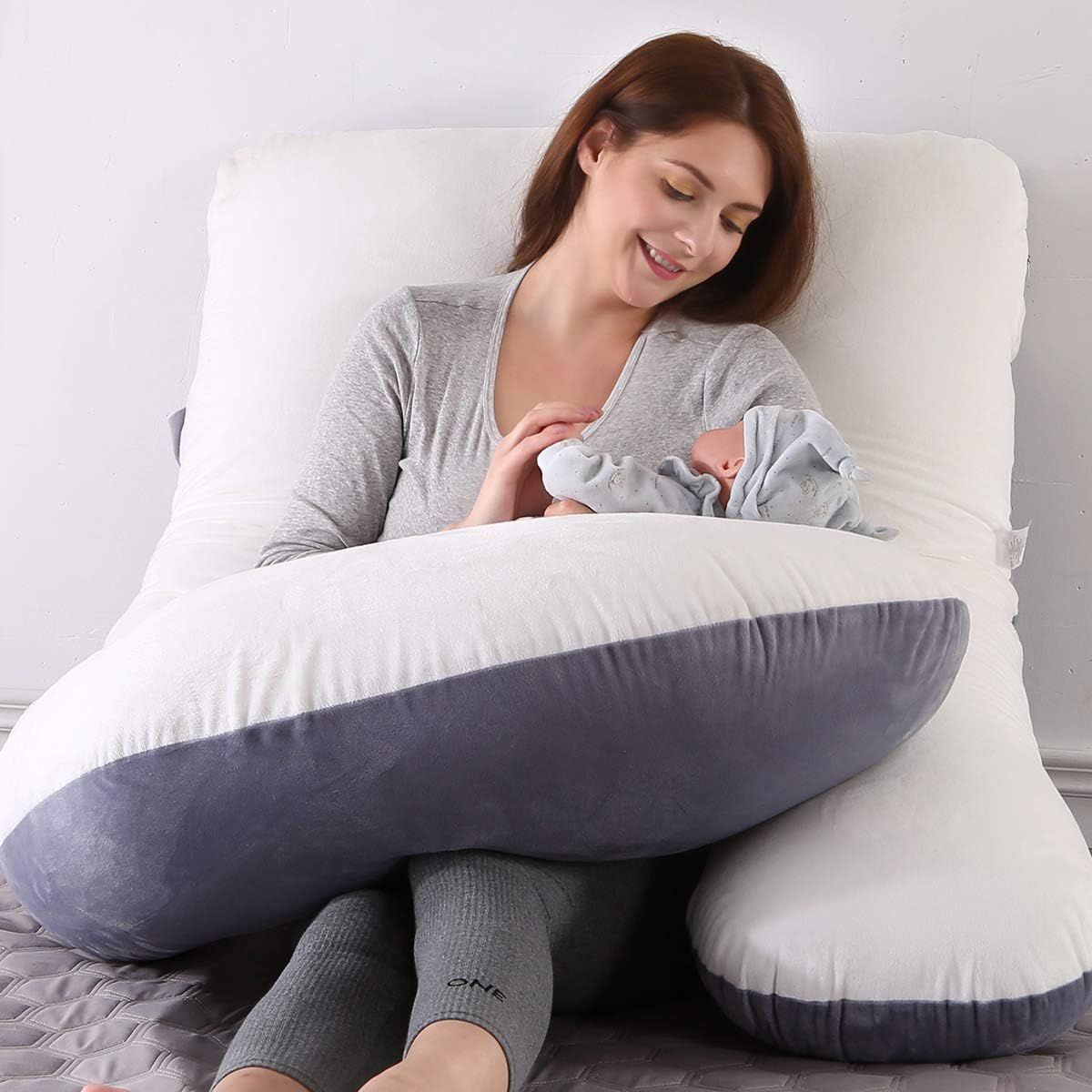 GENERICO - ALMOHADA EMBARAZO PLUS CONFORT  PLOMO BLANCO