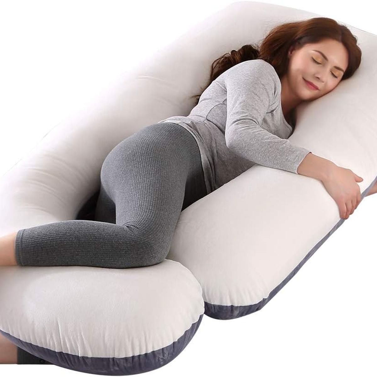 GENERICO - ALMOHADA EMBARAZO PLUS CONFORT  PLOMO BLANCO