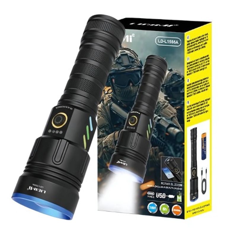 LIDIMI - Linterna 2000m30w Con Zoom Powerbank Y Indicador De Batería