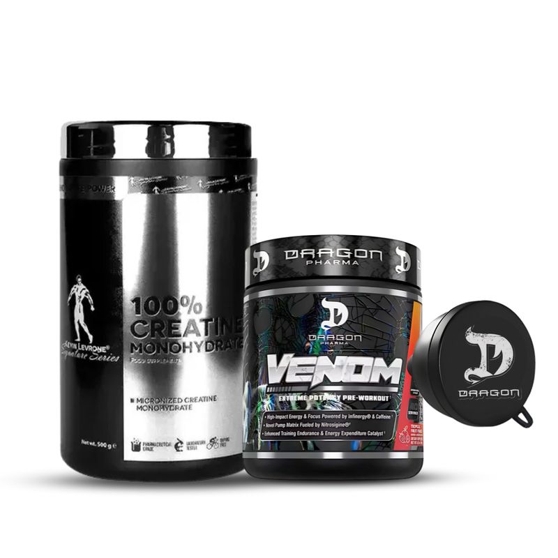 DRAG PHARMA - Venom Dragon Pharma 40 servicios - fruit punch + Creatina kevin levrone 500 g + embudo dragon pharma