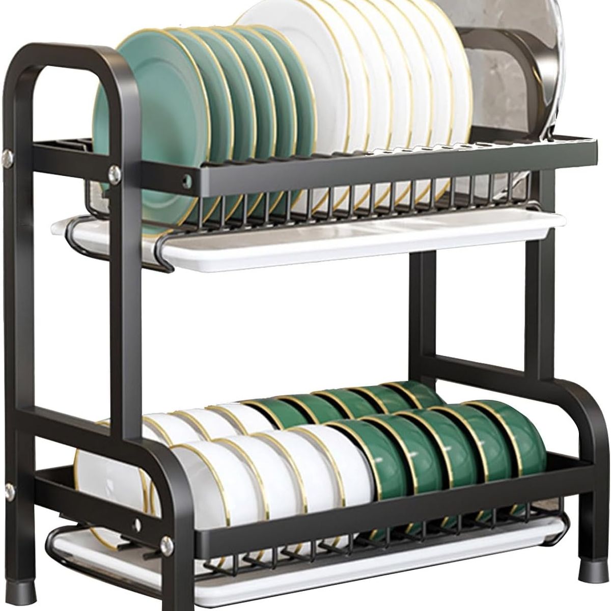 GENERICO - Escurridor de Platos 2 Niveles de Acero Inoxidable