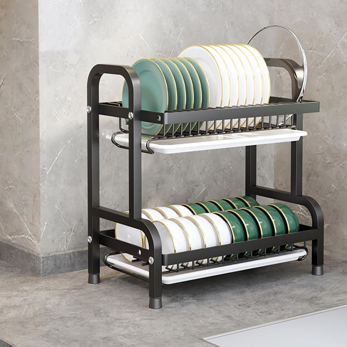 GENERICO - Escurridor de Platos 2 Niveles de Acero Inoxidable