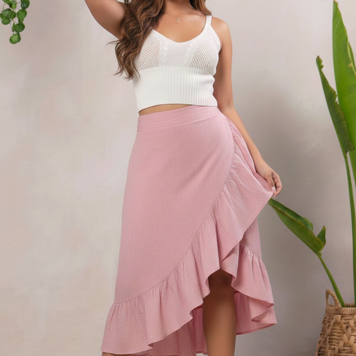 ARMA TU LOOK - FALDA ARUBA DE LINO CORTE CRUZADO