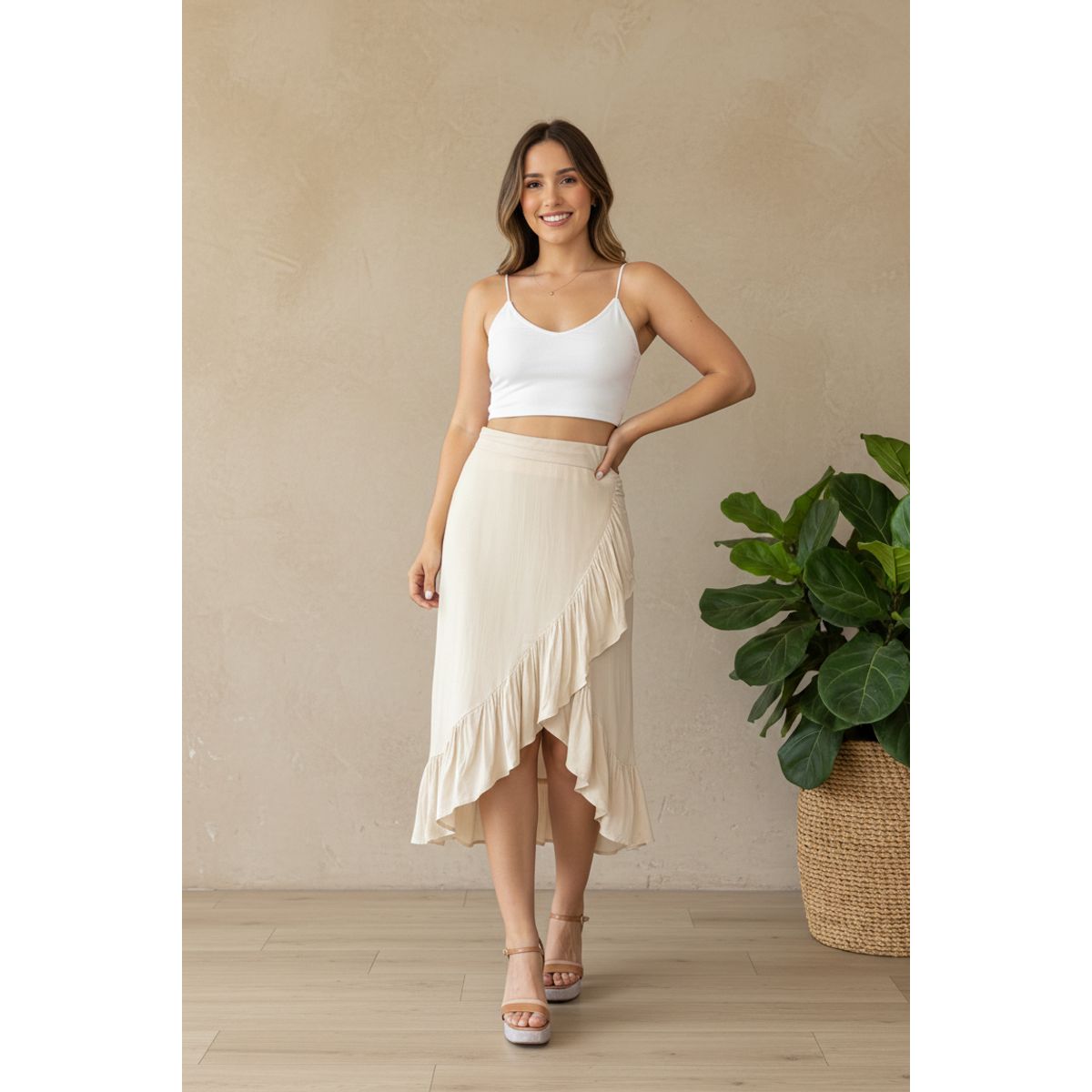 ARMA TU LOOK - FALDA ARUBA DE LINO CORTE CRUZADO