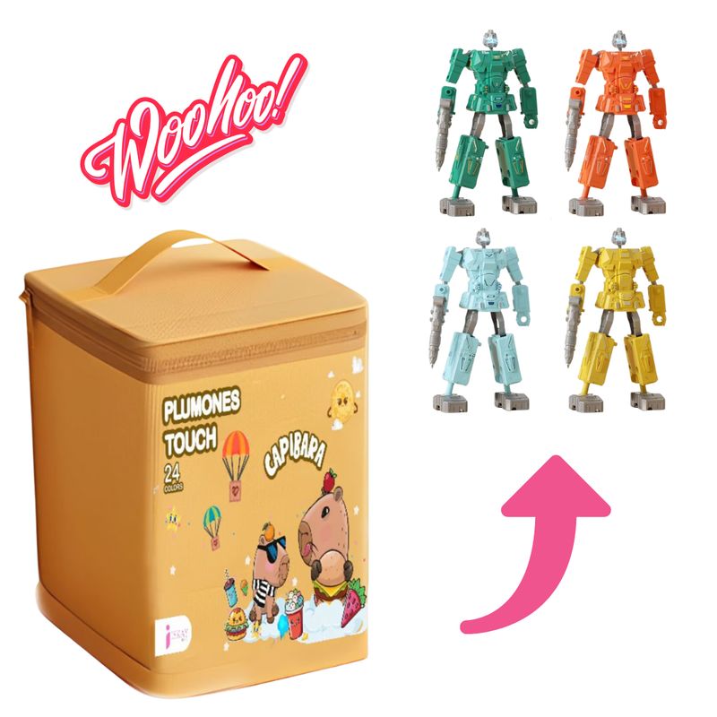 GENERICO - PACK DE SET DE 24 PLUMONES TOUCH + 4 LAPICEROS ROBOT