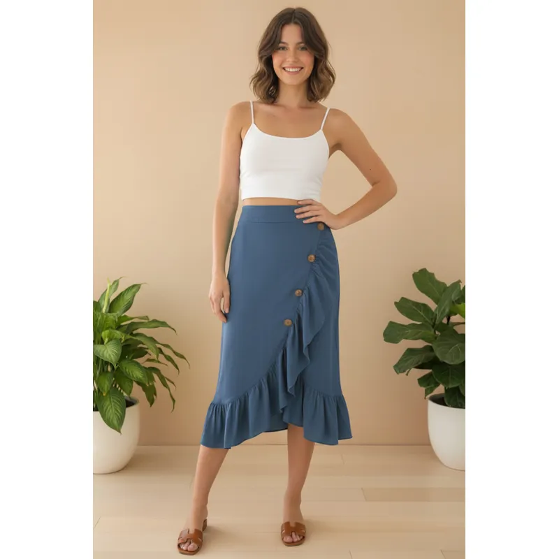 ARMA TU LOOK - FALDA BIANCA DE LINO CON OLANES