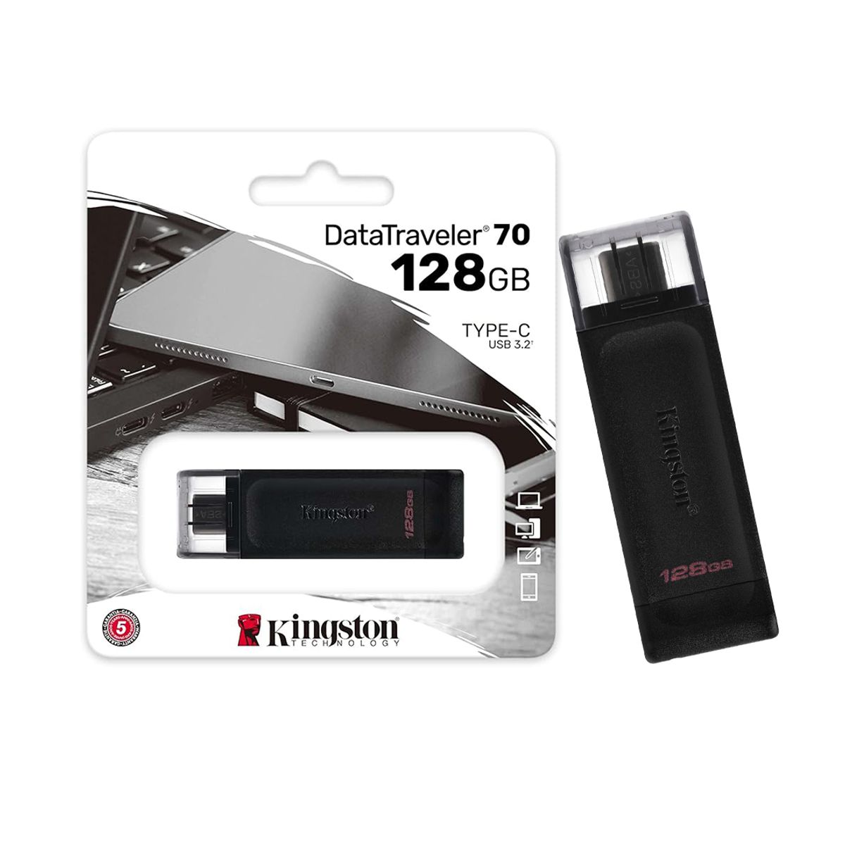 KINGSTON - Memoria USB Kingston DataTraveler 70 128GB USB-C con colgador