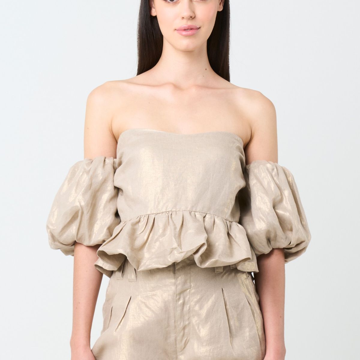 VELEZ - Vélez Camisa Elios En Lino Para Mujer Silueta Cropped Arena