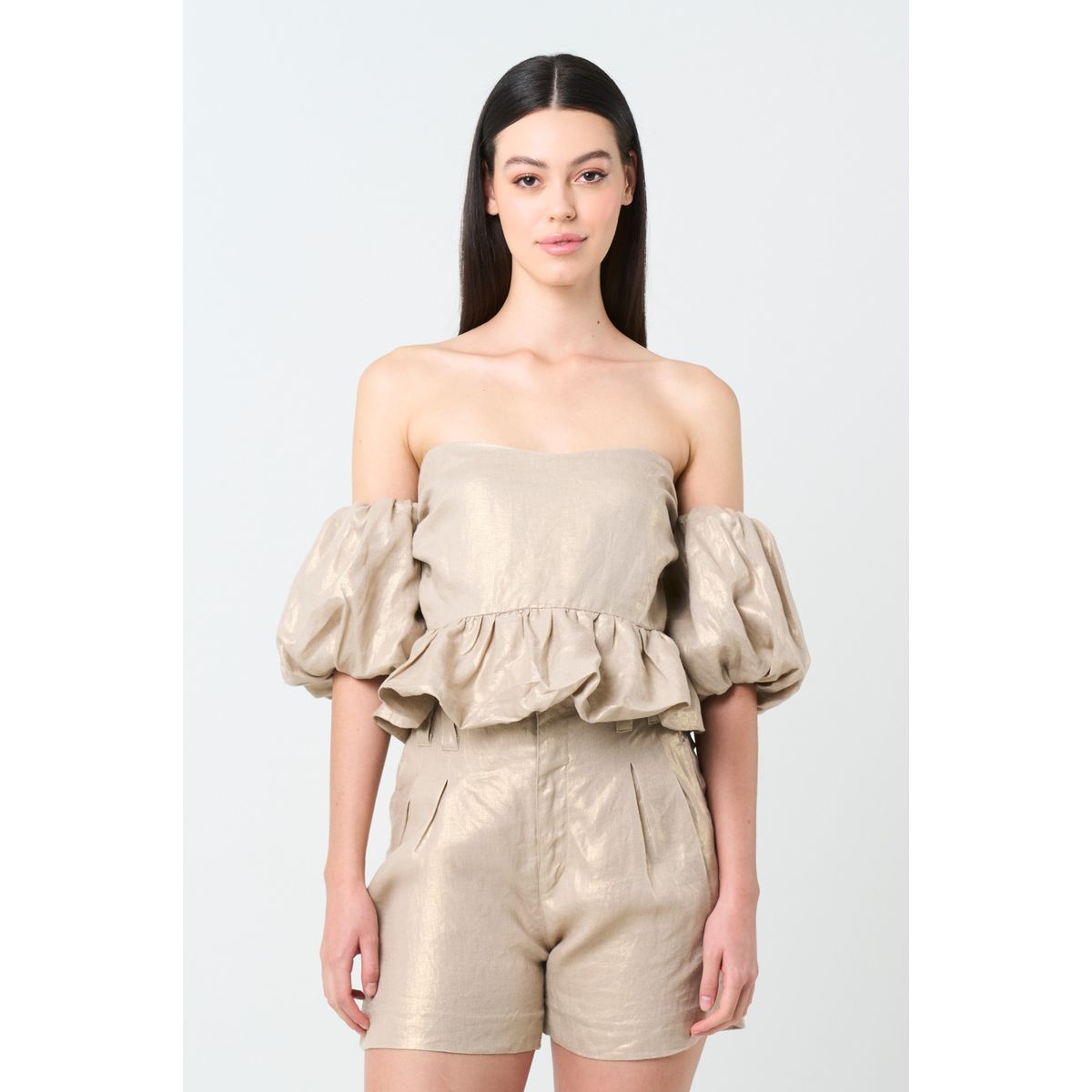 VELEZ - Vélez Camisa Elios En Lino Para Mujer Silueta Cropped Arena