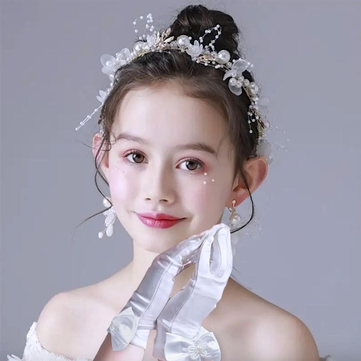 GENERICO - CORONA PARA NIÑA BAUTIZO + GUANTES