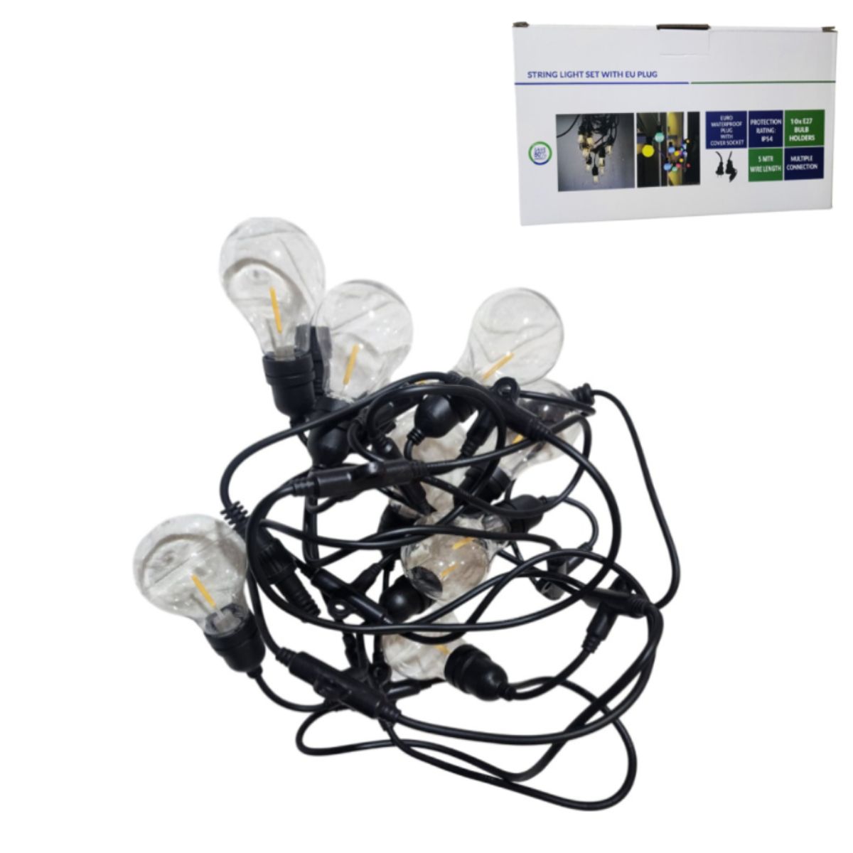 GENERICO - Guirnalda LED 5 Metros con 10 Focos para Interior y Exterior