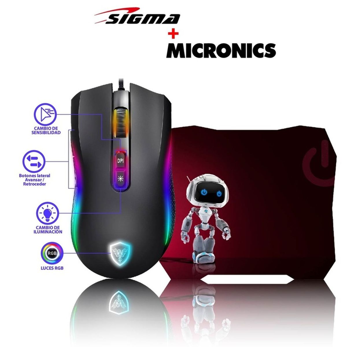 MICRONICS - KIT MOUSE MICRONICS KRIPTON - MIC GM800+ PAD MOUSE ROBOT SIG X35