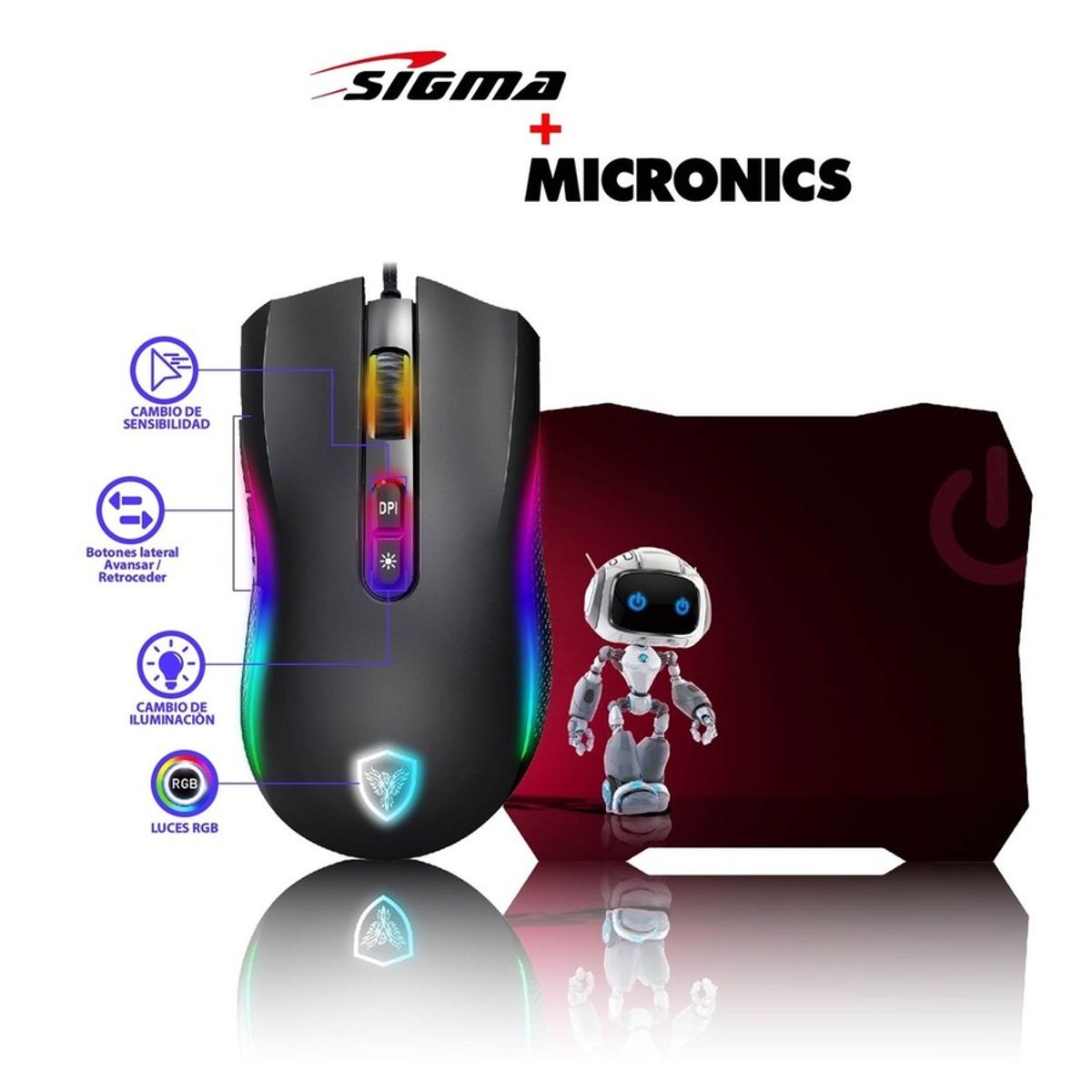MICRONICS - KIT MOUSE MICRONICS KRIPTON - MIC GM800+ PAD MOUSE ROBOT SIG X35