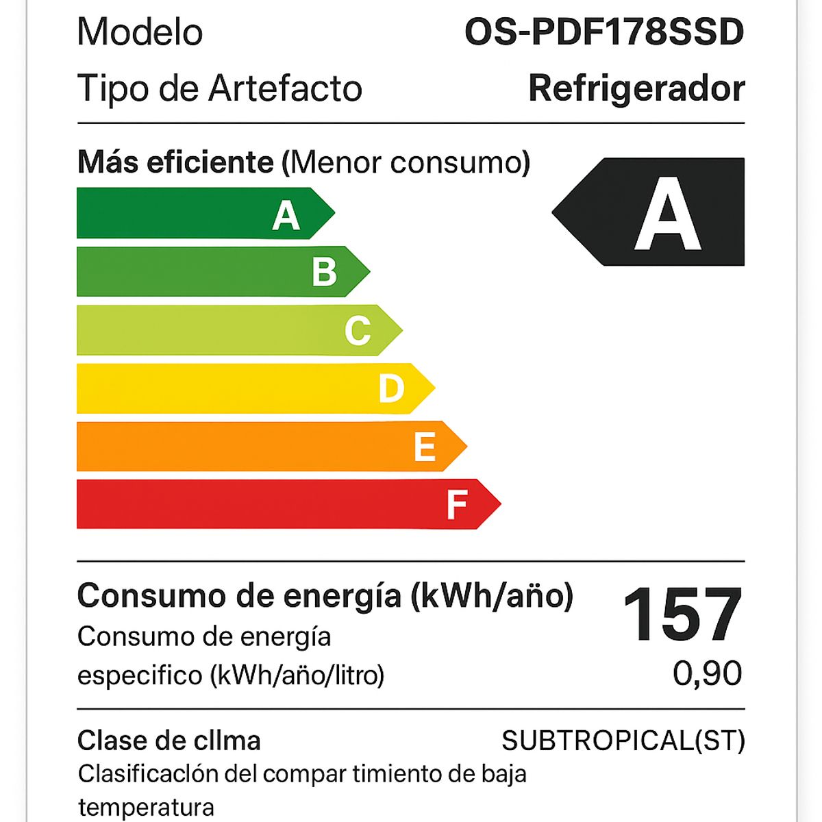 OSTER - Refrigeradora Frost Oster OS PDF178SSD 175 Lts