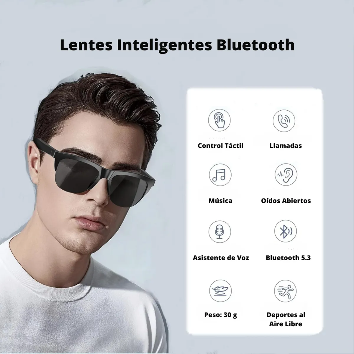 GENERICO - Lentes Bluetooth Inteligente con Parlante UV-400 Smart F-06