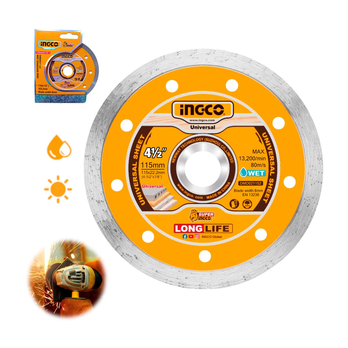 INGCO TOOLS - Disco Diamantado Continuo 115mm Corte Cerámica Y Mármol