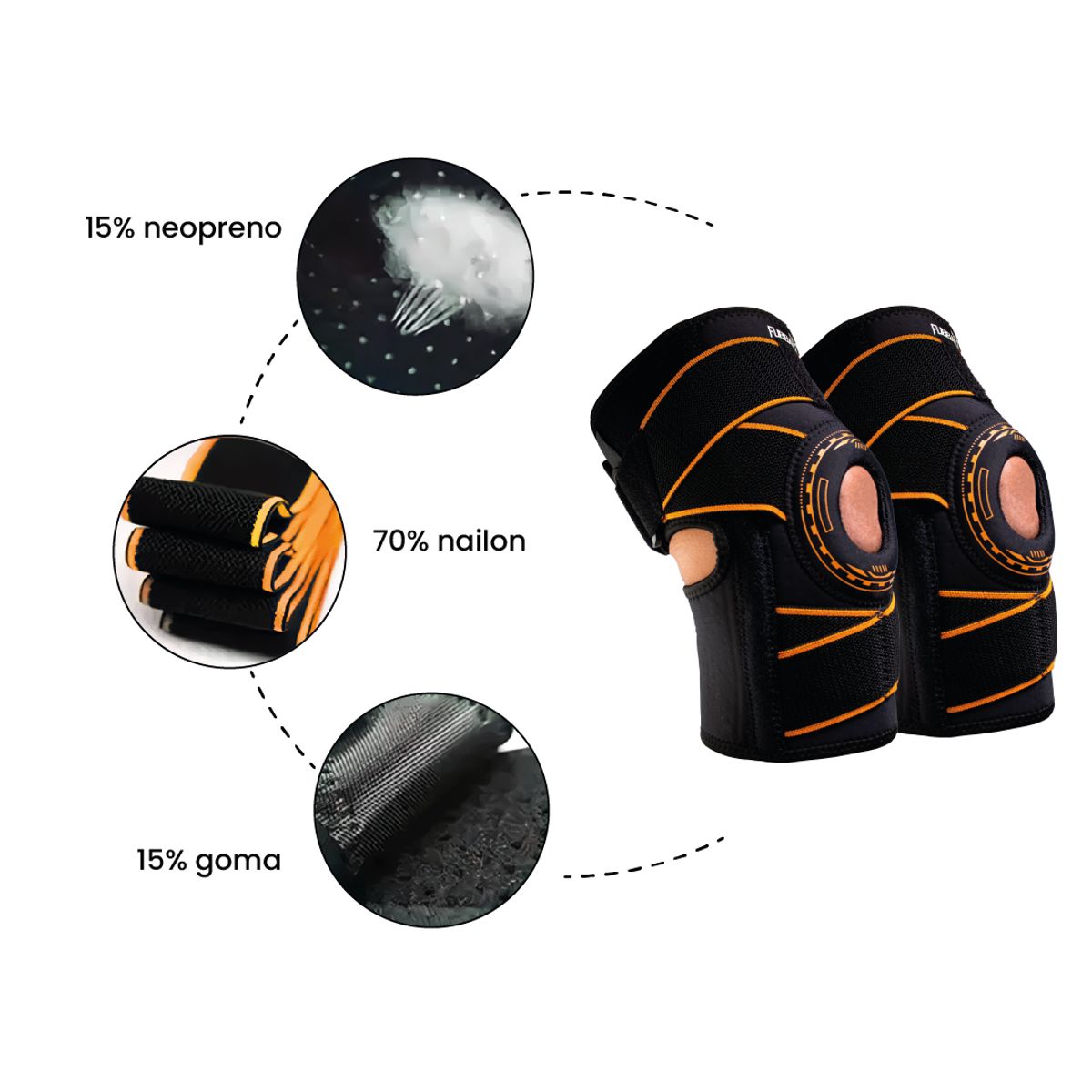 FUBBALL - Rodillera Deportiva de Compresión - Color Naranja- Estándar