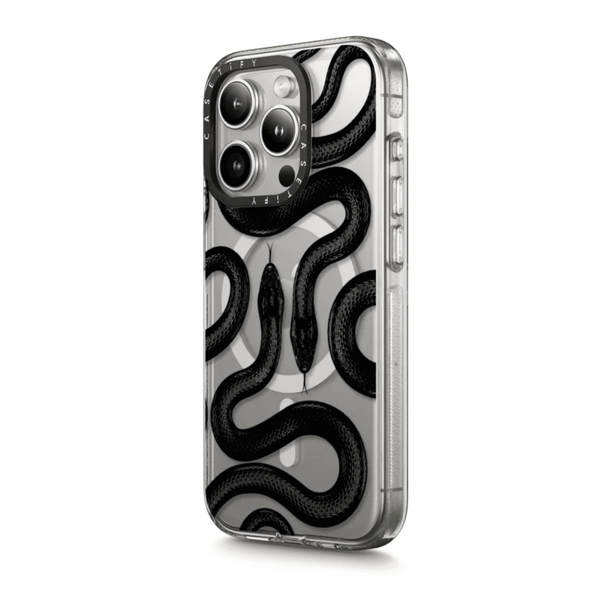 CASETIFY - CASE CASETIFY BLACK KINGSNAKE CLEAR CASE CON MAGSAFE - IPHONE15 PRO