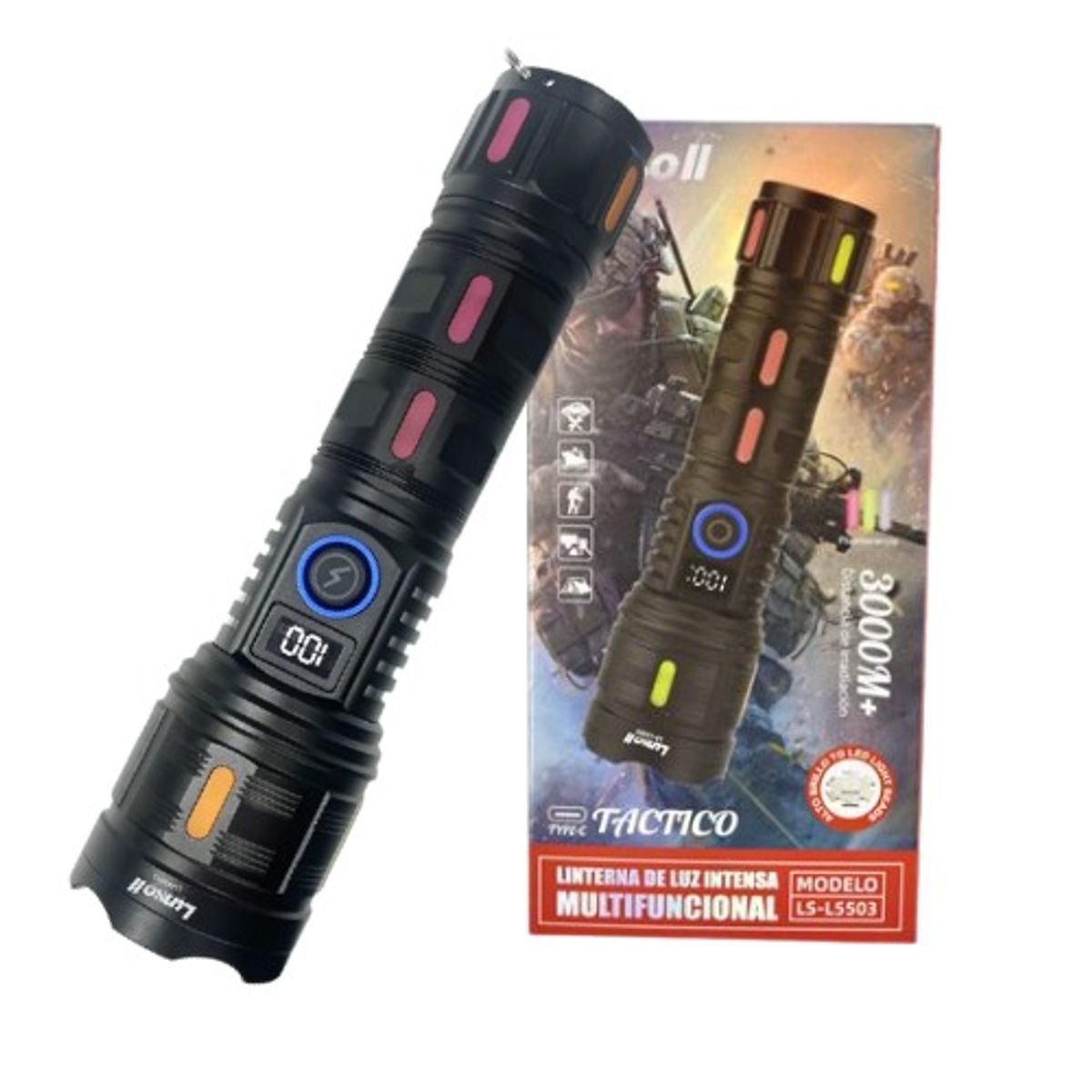 GENERICO - Linterna De Largo Alcance Con Cintas Reflectivas