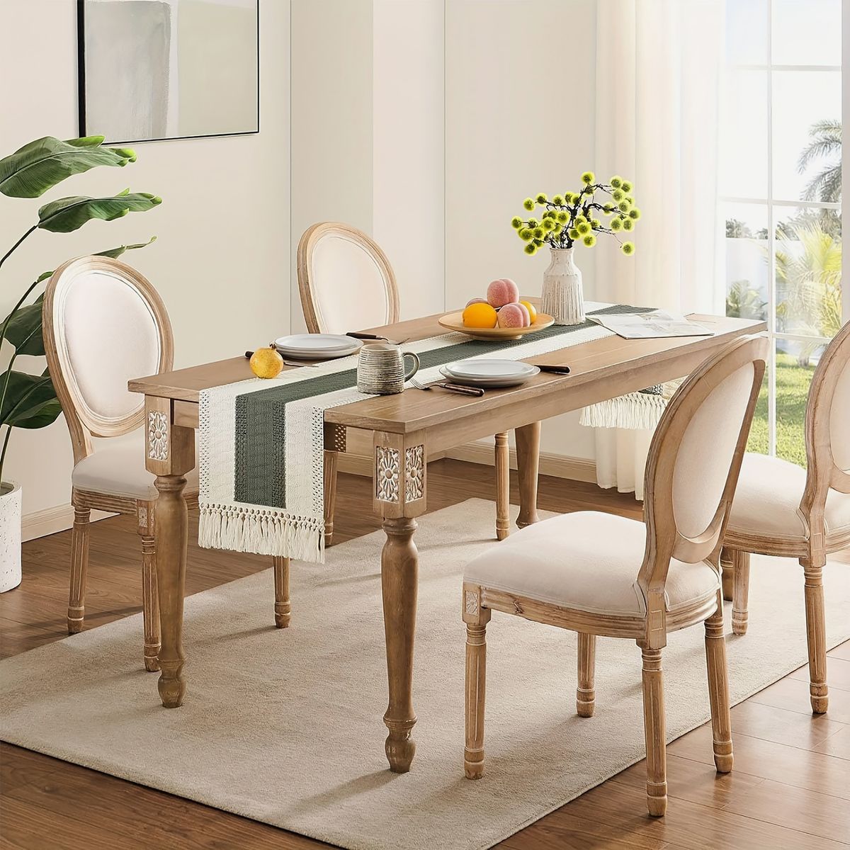 TEJICORP - Camino de mesa Freydis con verde 29 x 180 cm