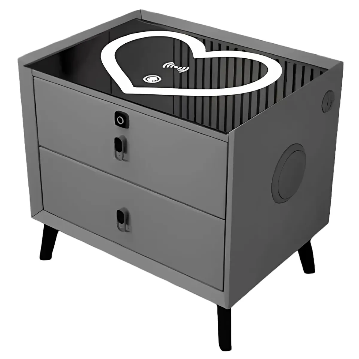 INSPIRA MARKET - Mesa de Noche Inteligente Multifuncional LED Negro