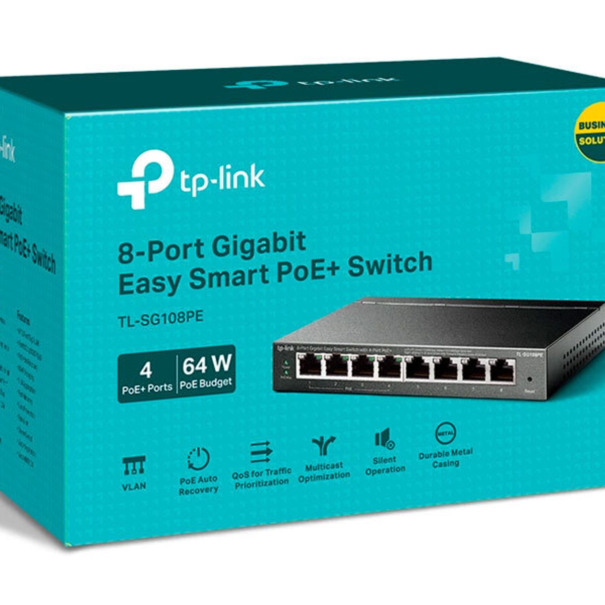 TP LINK - SWITCH TP-LINK TL-SG108PE GIGABIT 8PTOS EASY SMART 4 PORTS POE+