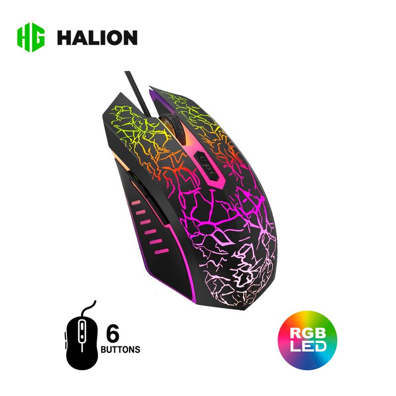 HALION - Mouse Gaming Halion Asgard HA-M930 LED 6 Botones Ergonomía y Precisión