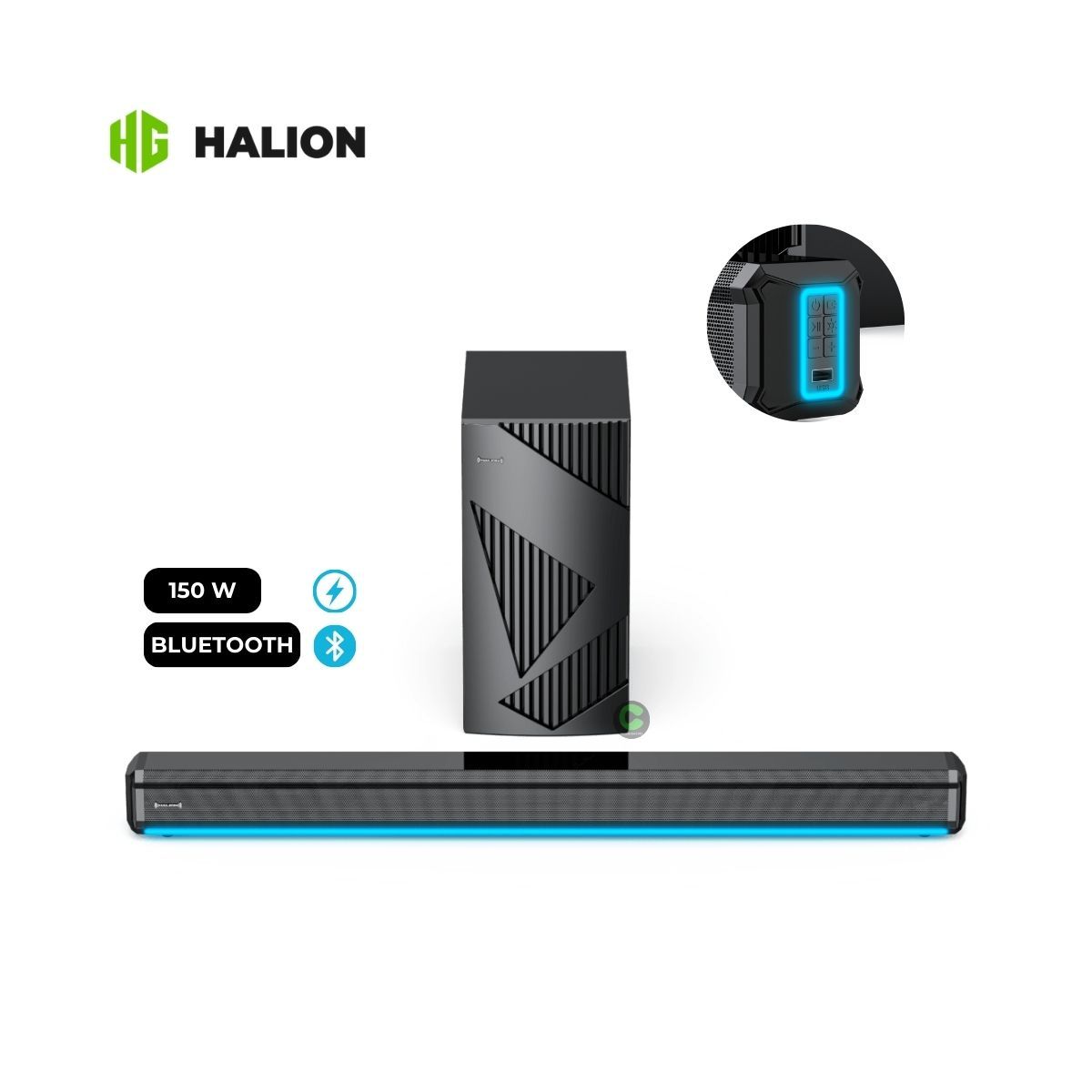 HALION - Barra de Sonido SOUNDBAR Halion HA-S45C 150W Bluetooth con Luz Led