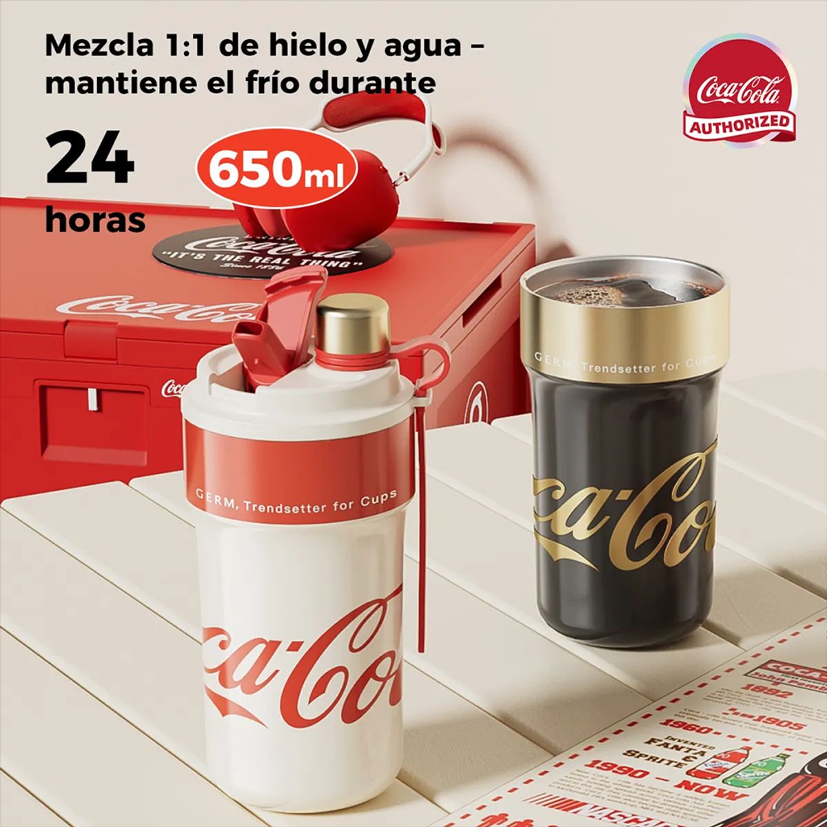 GERM - Vaso Térmico Old Iconic Coca-Cola x Germ – Dorado 650 ml / 22 Oz