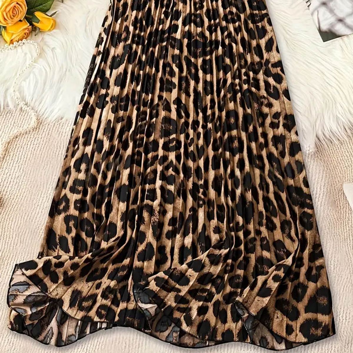 ARMA TU LOOK - FALDA LEONELA MIDI PLISADA ANIMAL PRINT