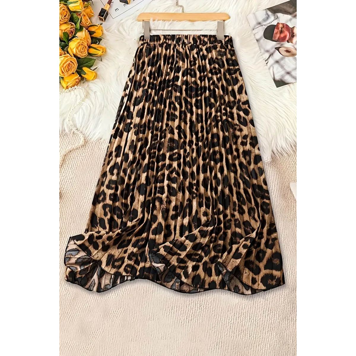 ARMA TU LOOK - FALDA LEONELA MIDI PLISADA ANIMAL PRINT