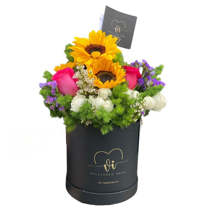 GENERICO - Box Encanto - Box Girasoles y Rosas- arreglo de flores
