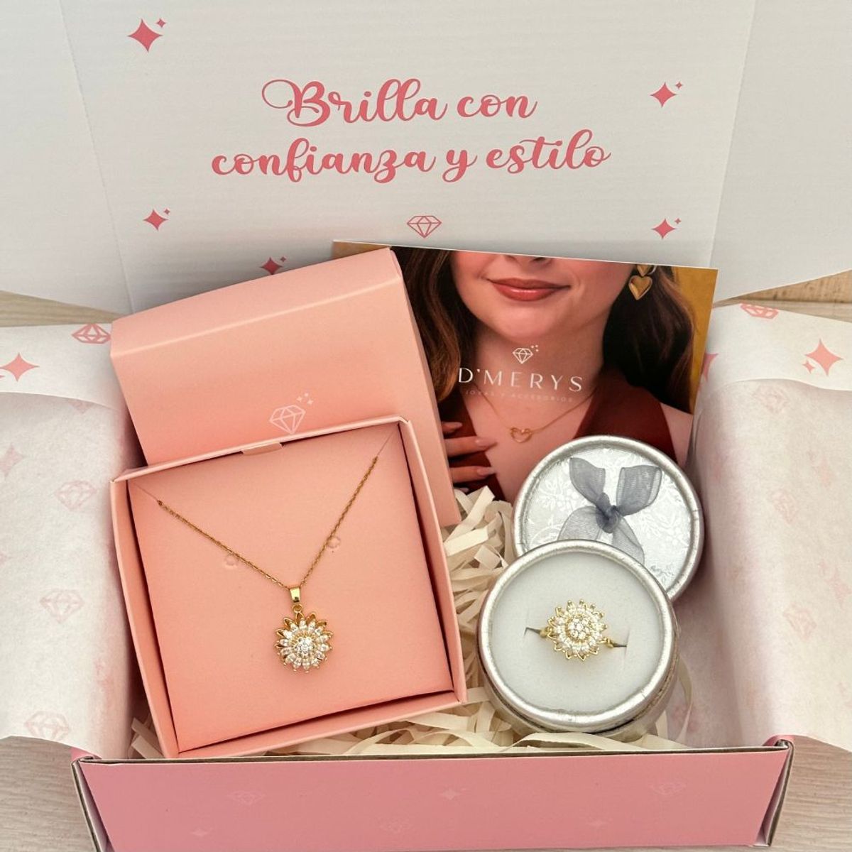 GENERICO - Collar y Anillo Girasol Antiestres para mujer