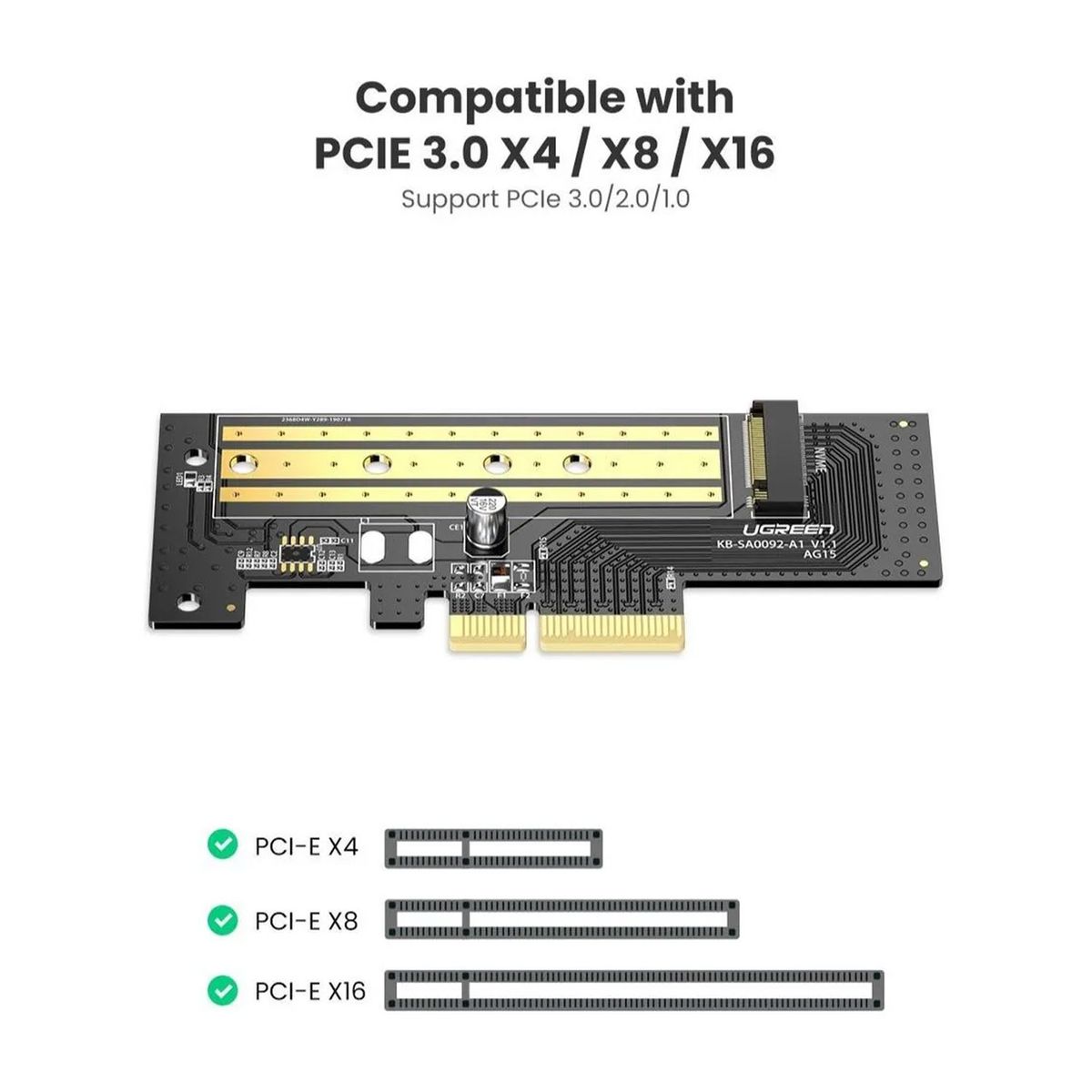 UGREEN - Adaptador De Tarjeta M2 Sata + M2 Nvme - Pcie 30 X4 Ugreen 70504.