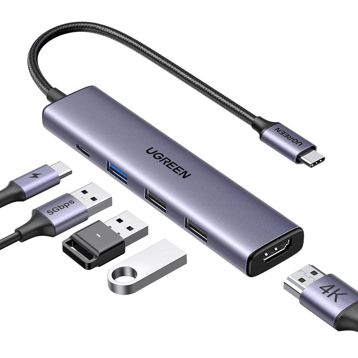 UGREEN - Hub Ugreen 5 en 1 USB-C a HDMIUSB PD 100W CM136-70495