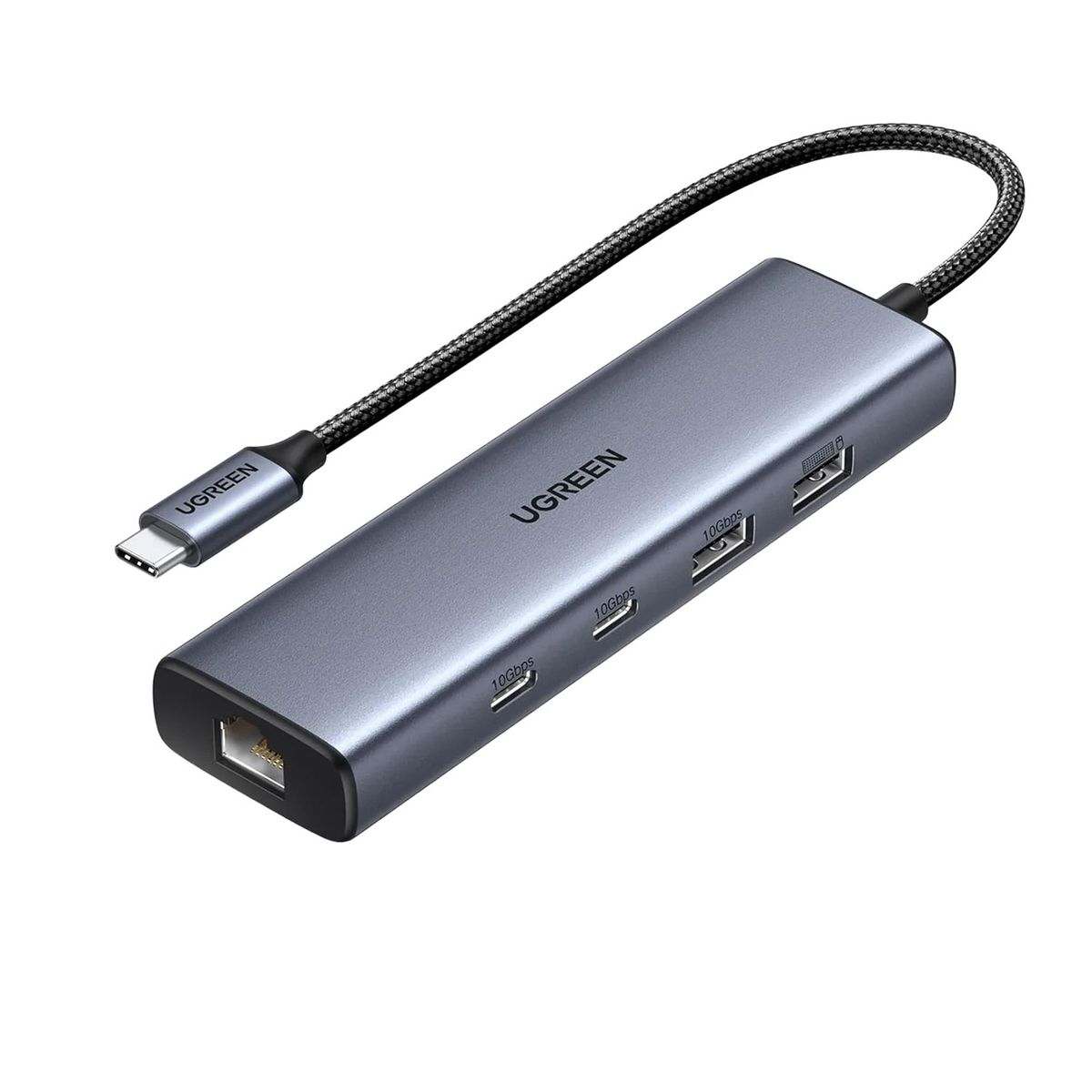 UGREEN - Hub Ugreen USB-C 6 Puertos 2 USB-C 2 USB-A RJ45 45320 Gris