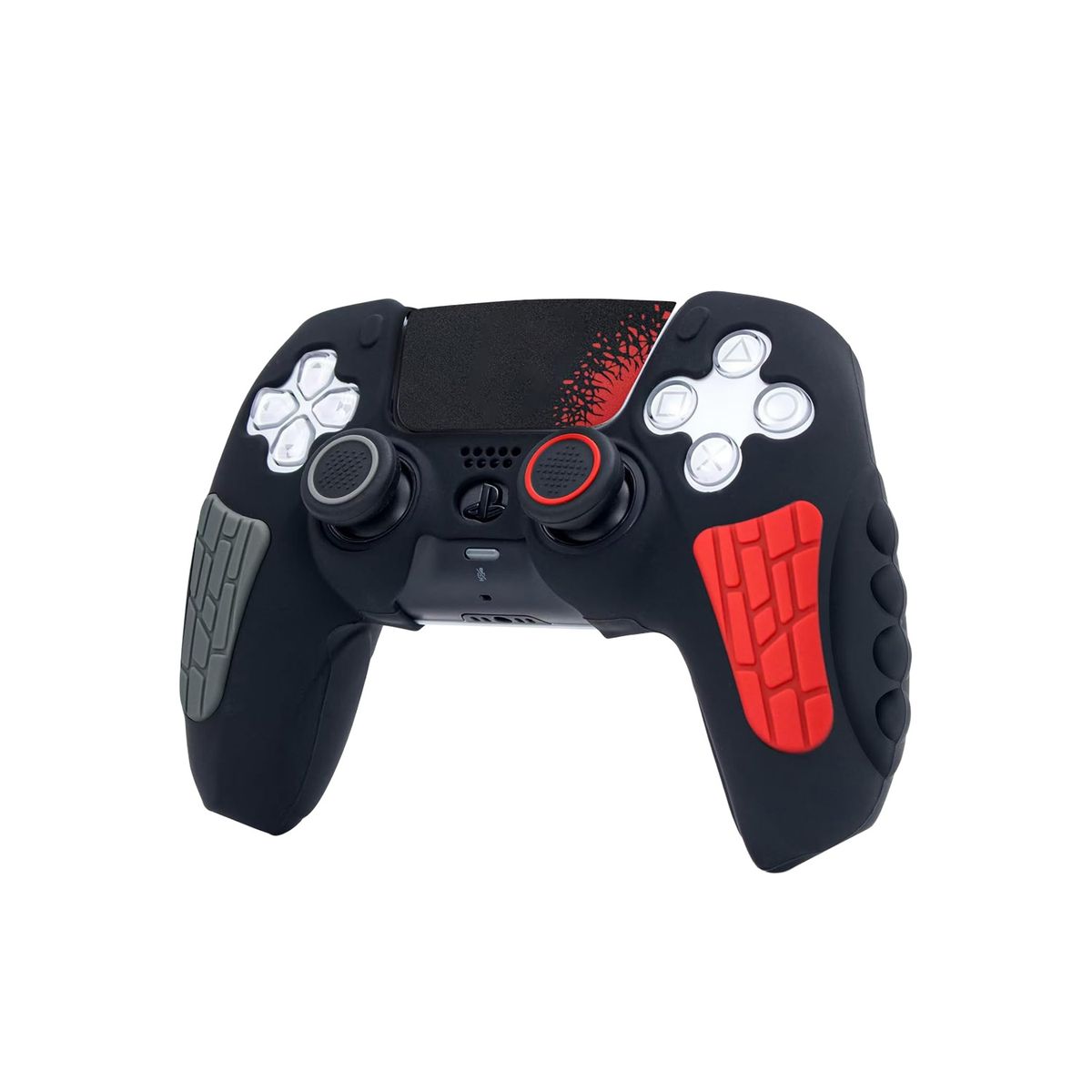 GENERICO - Protector De Silicona Para Mando PS5 Dualsense AKSW-181 Negro-Rojo