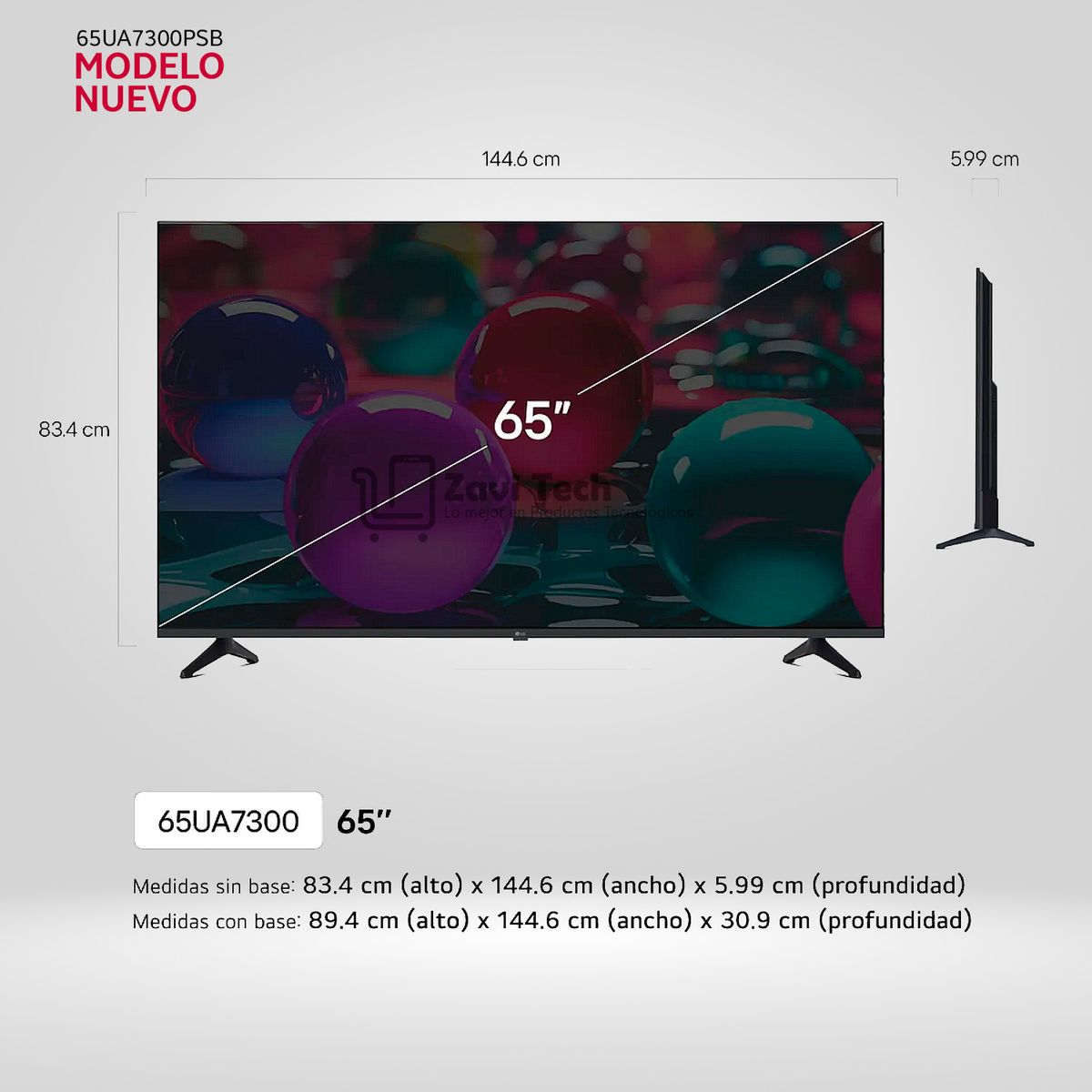 LG - Televisor Lg 65" Pulg Ultra HD 4K AI ThinQ 65UA7300PSB Modelo 2025 + Control Inteligente MAGIC