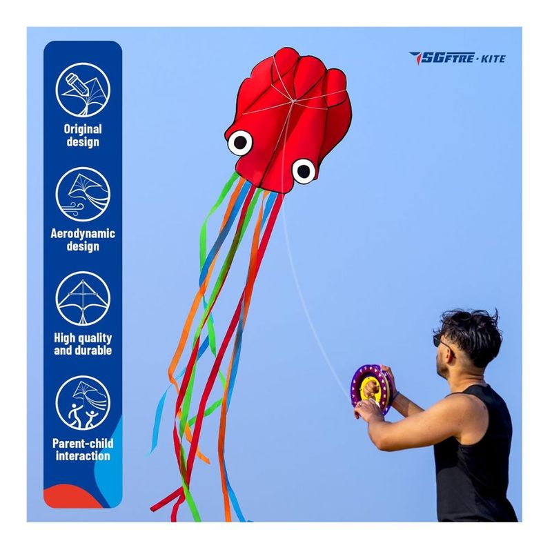 GENERICO - Cometa pulpo delta rojo