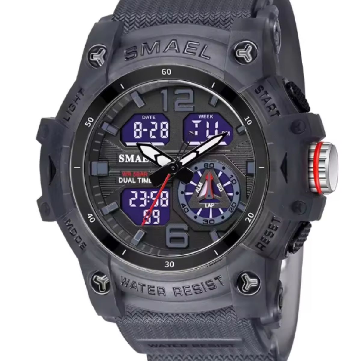 SMAEL - Reloj Deportivo Digital Analógico negro Smael resistente al agua 8007